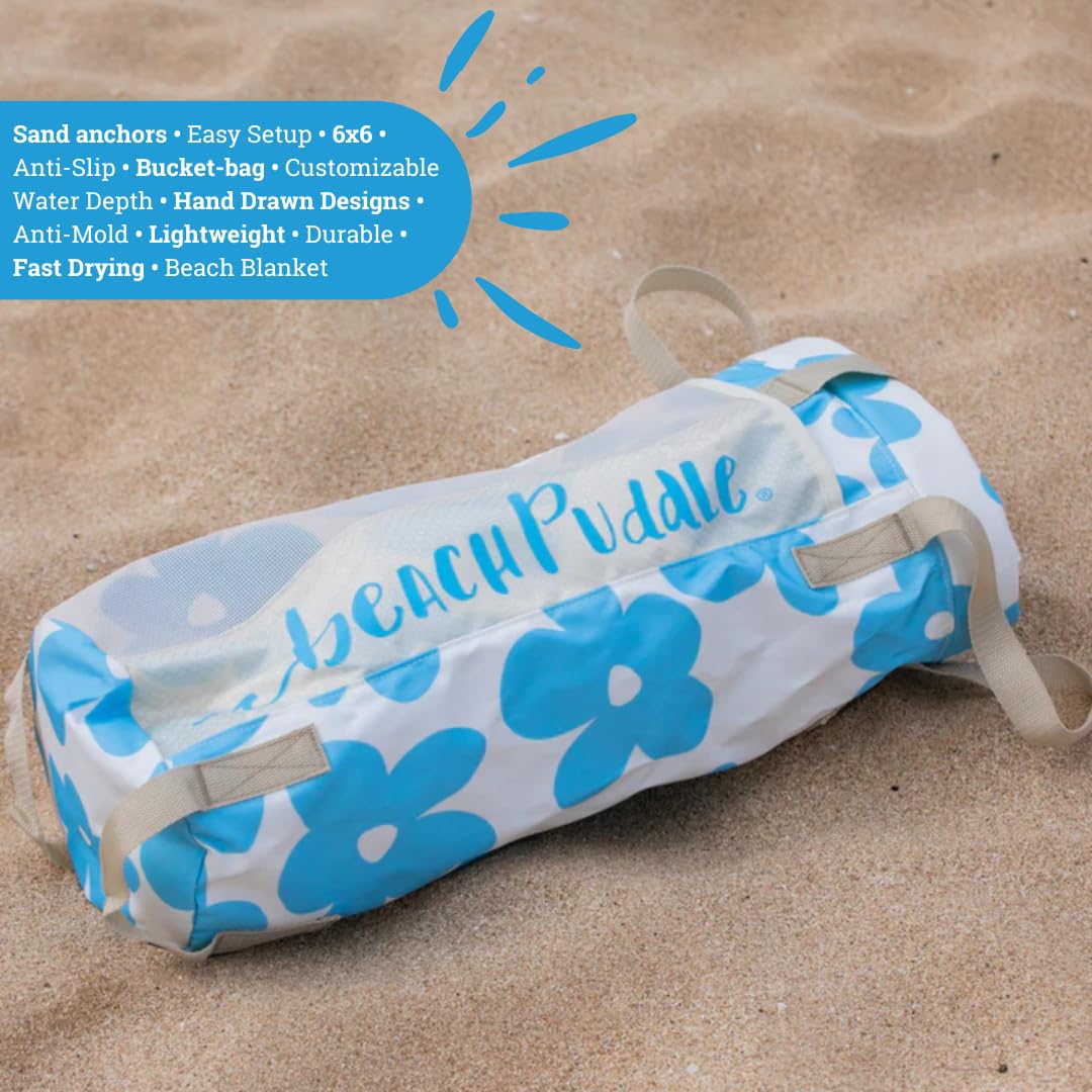 2-in-1 Baby Beach Pool & Play Mat - 6x6ft Flexible Toddler Kiddie Pool with Waterproof Carry Bag - Portable Outdoor Water Play for Infants & Kids - Perfect for Backyard, Beach, Park and Summer Fun (Terracotta Surfboards)