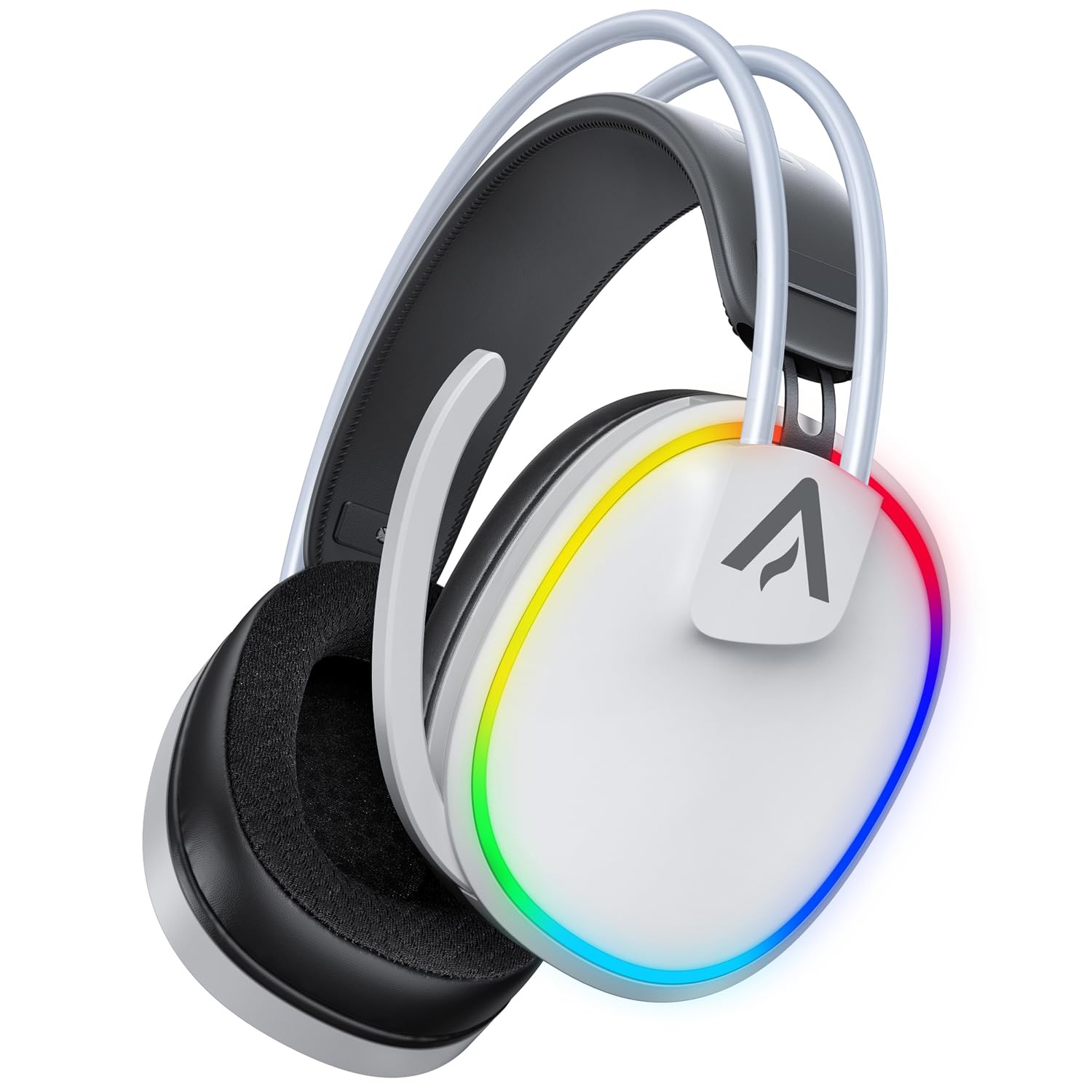 G5000 Wireless Gaming Headset with Microphone - Compatible with PC, PS5, PS4, Nintendo Switch, Mobile & Mac - Ultra Lightweight Design & 40+ Hour Battery Life (White) - Perfect for Long Gaming Sessions, Online Meetings & Music Streaming