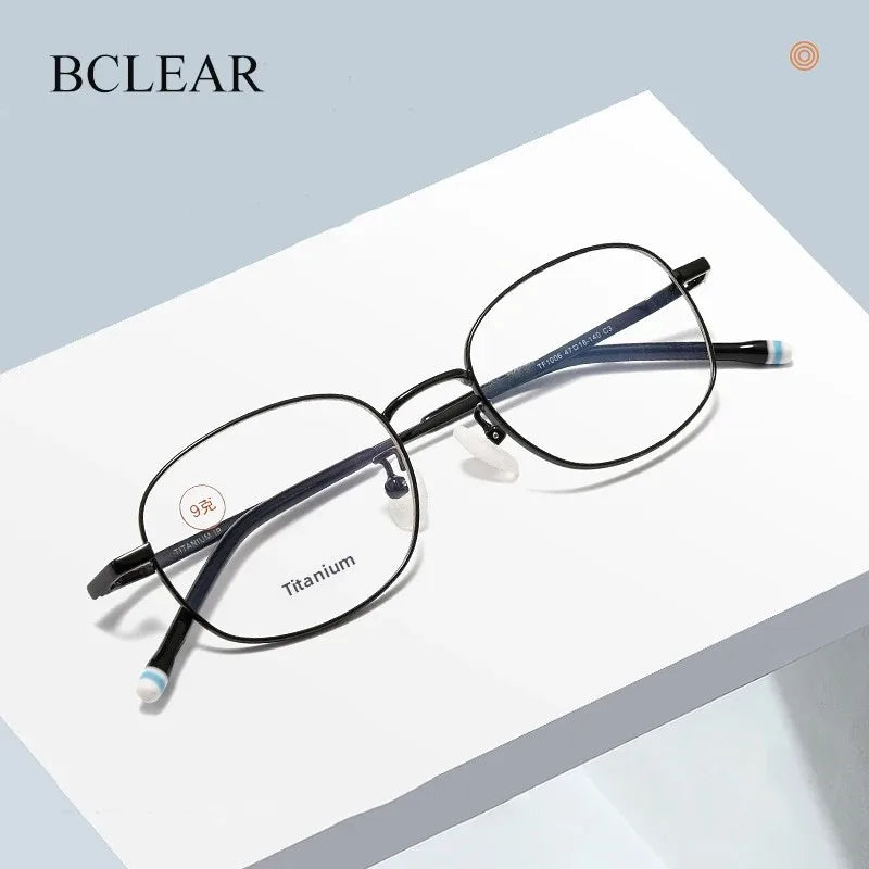 Bclear Women's Full Rim Small Oval Square Titanium Eyeglasses Frame 451006 - Lightweight & Durable for Work, Reading & Fashion