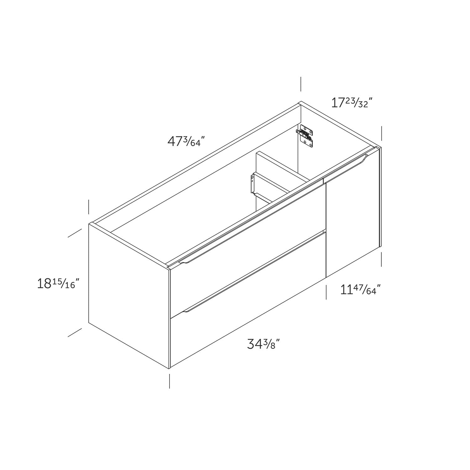 DAX Cenit 48 Inch Single Vanity Cabinet with 2 Drawers & 1 Door - Matt Moka Finish with Matt Toscana Basin (DAX CEN024846 M) - Perfect for Bathroom Remodeling and Modern Home Decor