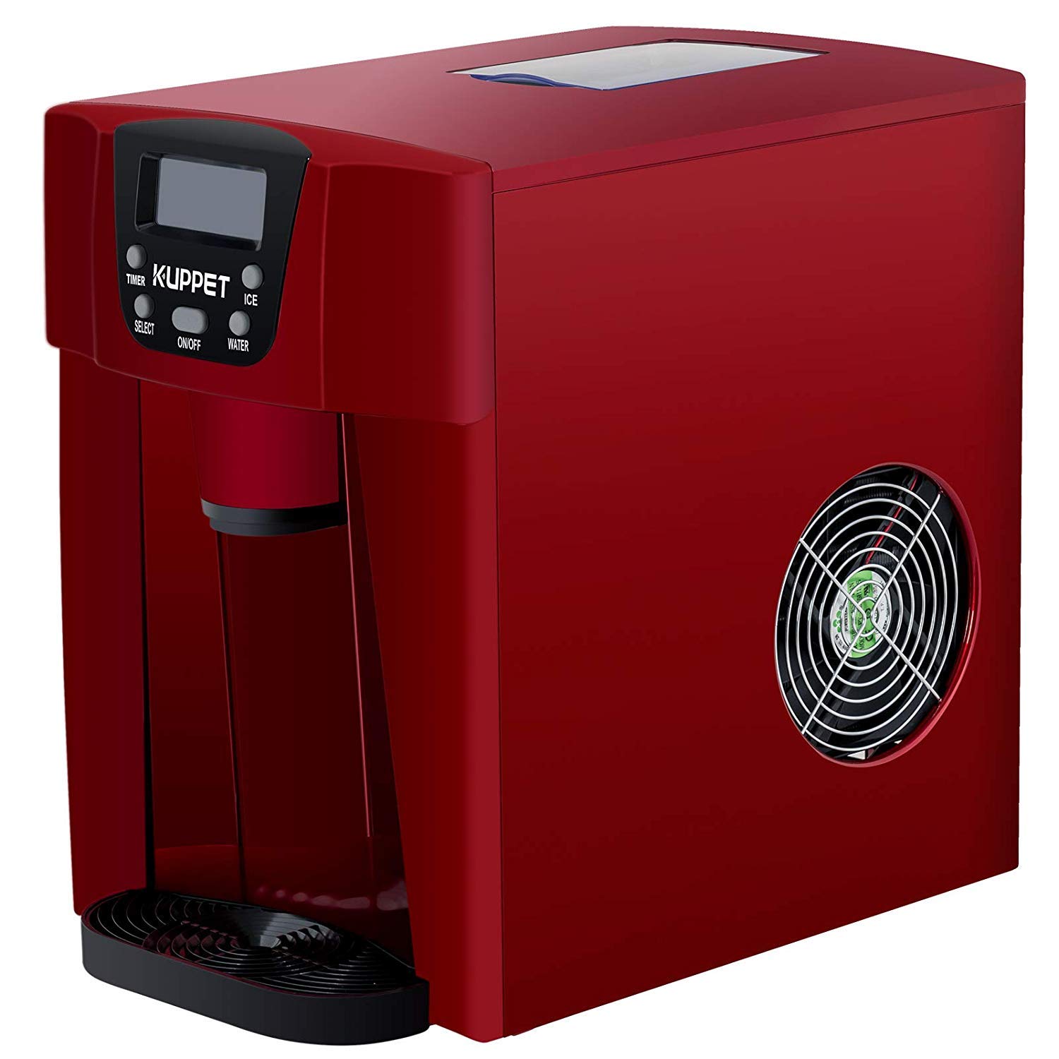 KUPPET 2-in-1 Countertop Ice Maker & Water Dispenser - 6-Minute Fast Ice Production, 36 lbs/24H, LED Display (Red) - Perfect for Home, Office, Parties & Outdoor Events