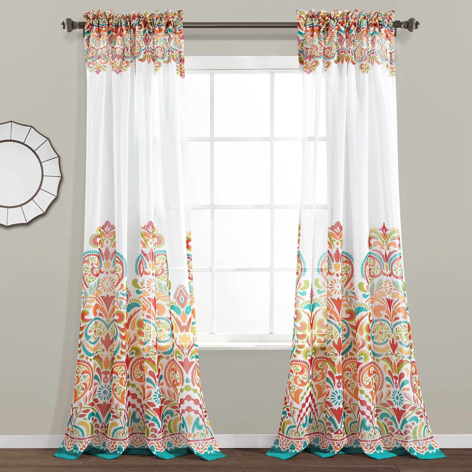 Bohemian Sheer Curtains - Paisley Damask Print for Living Room & Bedroom