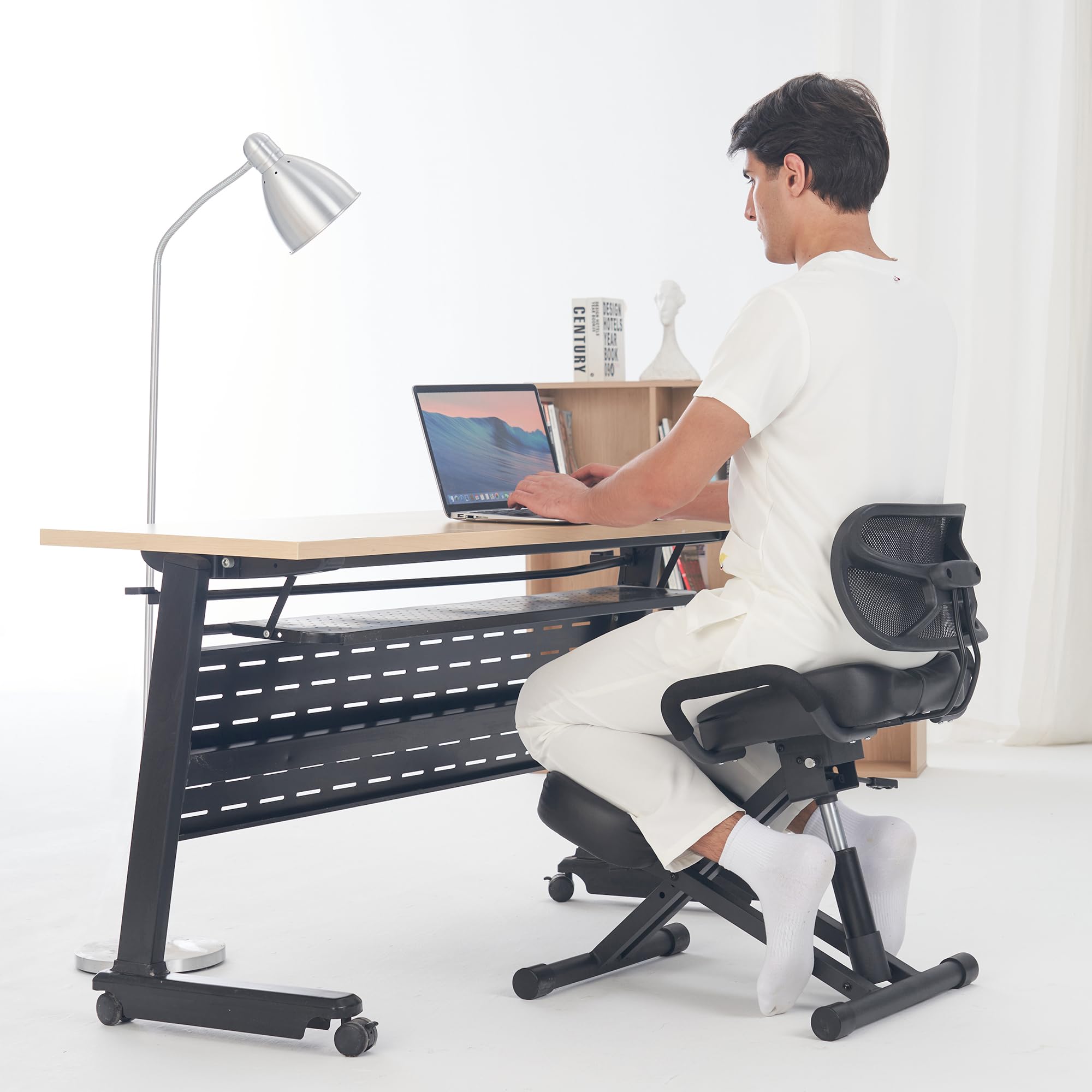 Ergonomic Kneeling Chair with Back Support - Adjustable Posture Correction Stool for Office & Home - Angled Seat Design Improves Spinal Alignment - Perfect for Meditation, Desk Work & Pain Relief