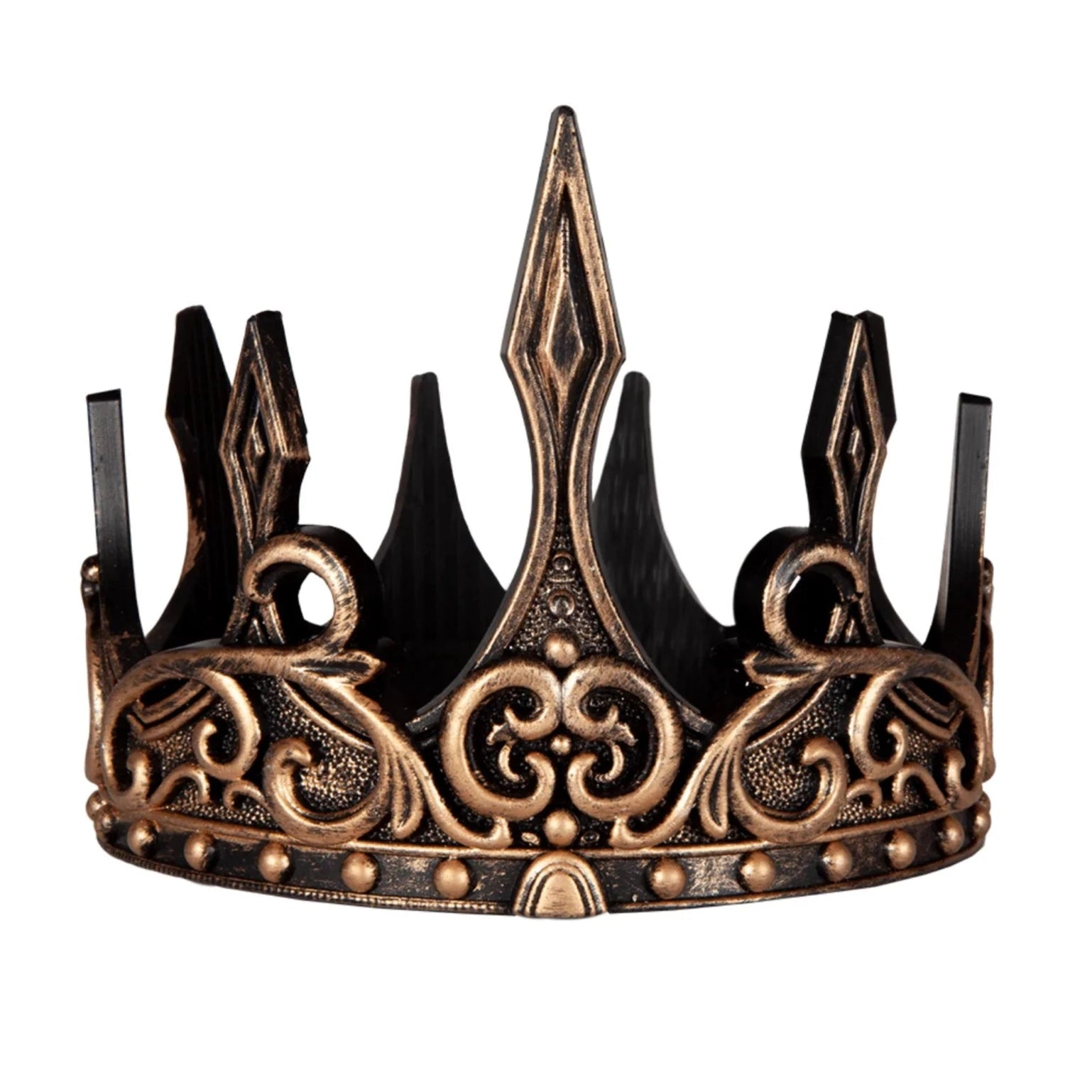 Great Pretenders Black & Gold Medieval Crown for Kids - Royal Pretend Play Costume Accessory for Halloween, Dress Up, Birthday Parties & Themed Events