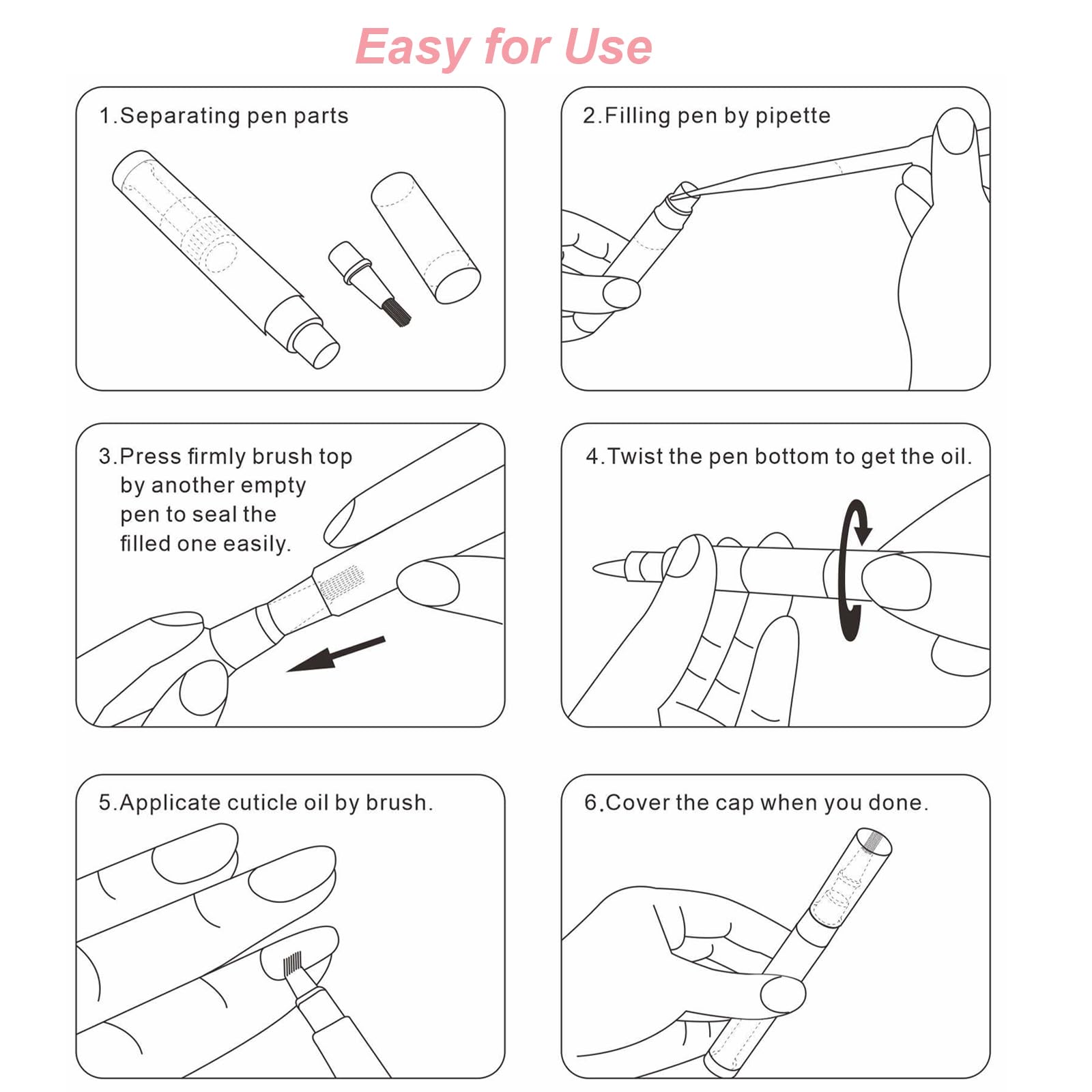 50 Pcs 3ml Empty Cuticle Oil Pens - Travel Size Disposable Nail Oil Pens with Brush, No Leak Twist Design for DIY Nail Care - Perfect for Nail Salons, Home Manicures & On-the-Go Nail Hydration