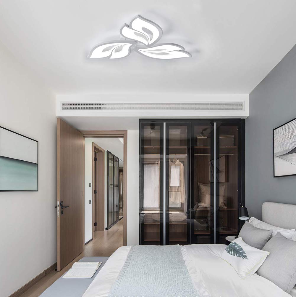 Modern LED Flush Mount Ceiling Light with Remote Control - Dimmable Flower Design Chandelier for Bedroom, Kitchen Island, Living Room, Dining Room & Bathroom | Perfect for Home Decor, Ambient Lighting & Space Illumination