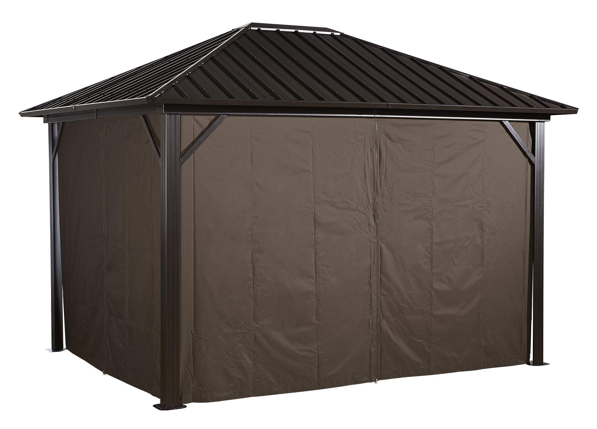 Sojag 10' x 12' Outdoor Gazebo Curtains Set of 4 - Brown Waterproof Sun Shade for Patio, Deck, and Backyard Privacy Protection
