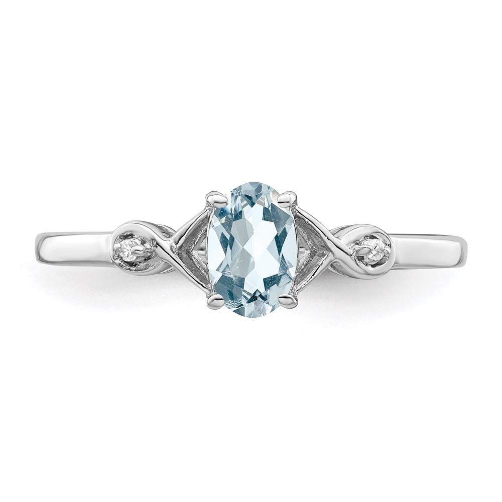 925 Sterling Silver Diamond & Oval Aquamarine Ring for Women - Elegant Fine Jewelry Gift for Her, Perfect for Anniversaries, Birthdays & Special Occasions