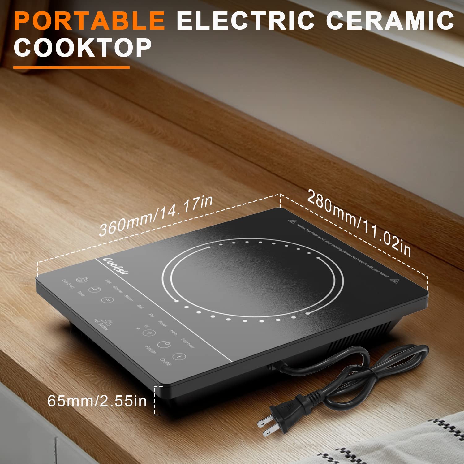 Single Burner Electric Cooktop 1800W - Portable Infrared Induction Cooktop with Safety Lock, Timer & Overheat Protection - Touch Control Stove for Dorm, RV, Office & Small Kitchen - 110V-120V Plug in Electric Hot Plate