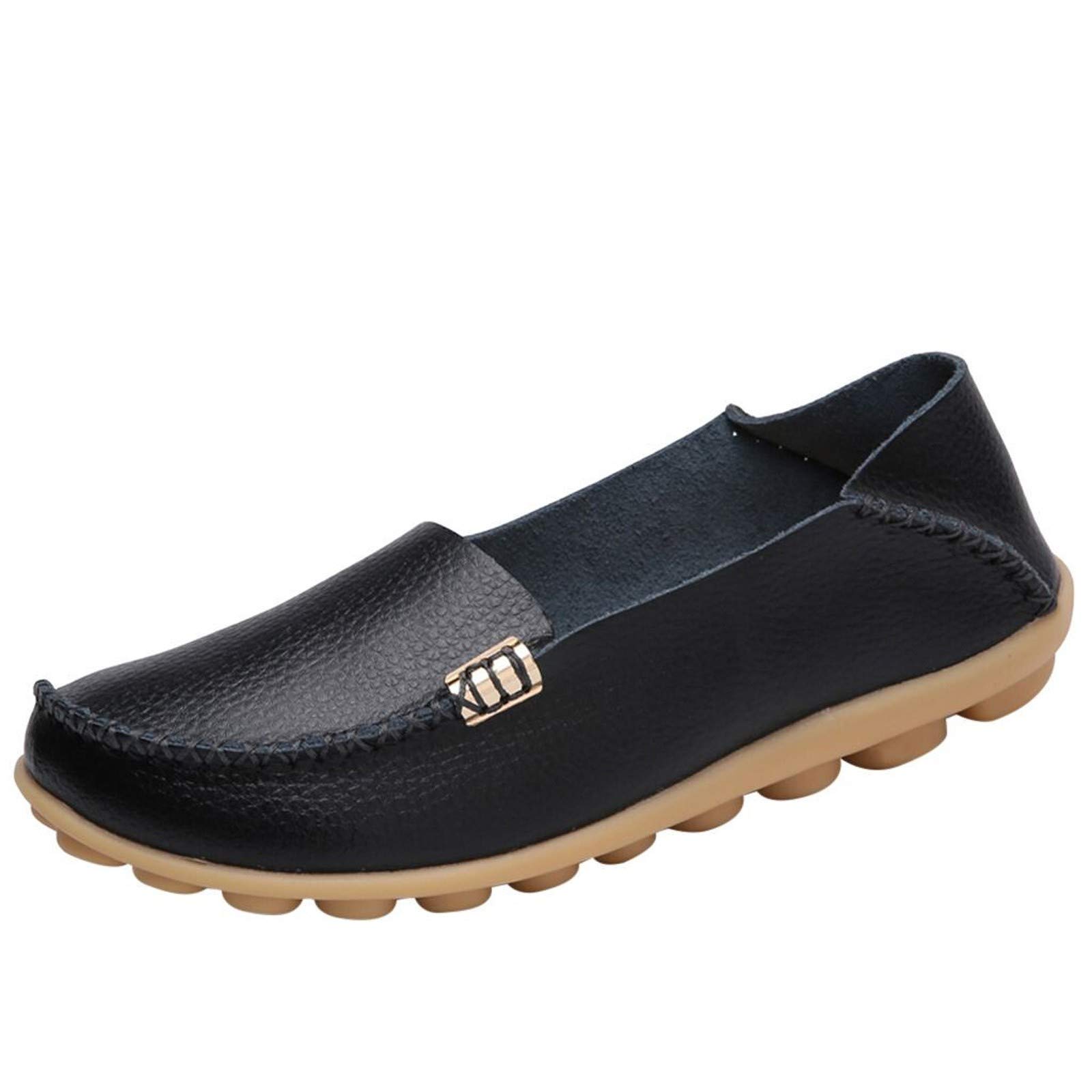 Women's Non-Slip Casual Shoes - Round Toe Slip-On Flats for Hiking & Leisure | Soft Comfortable Walking Shoes (Black, Size 8) | Perfect for Outdoor Activities, Travel & Daily Wear