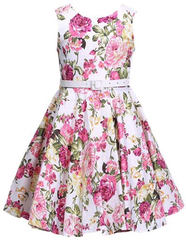 Happy Rose Vintage Floral Party Dress for Girls - Elegant Tea Party & Birthday Celebration Outfit