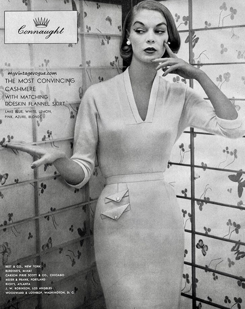 Vintage 1950s Vogue Pencil Dress with Pearl Accents - Elegant Retro Cocktail Party & Formal Evening Wear