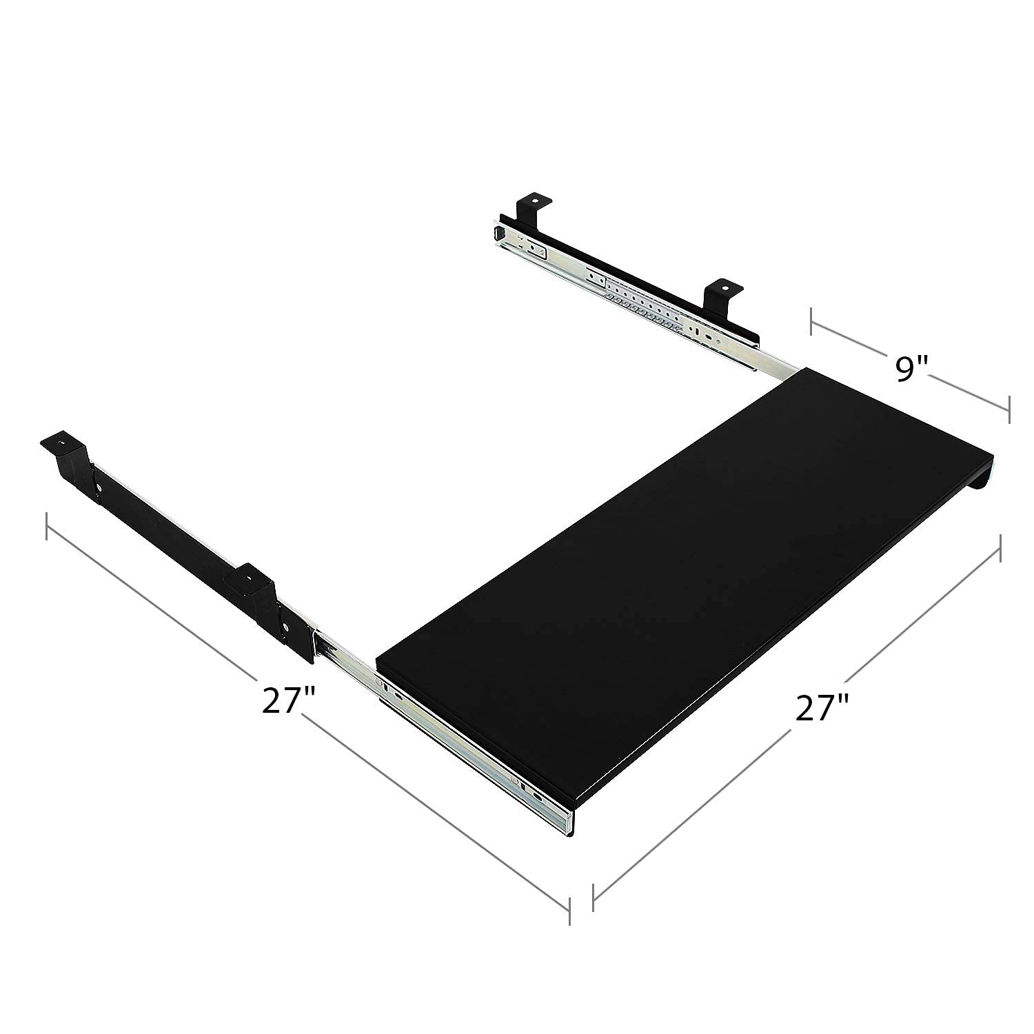 BenchPro Heavy Duty 16-Gauge Powder Coated Steel Under Desk Keyboard Tray with Slide-Out Large Mouse Platform - 9