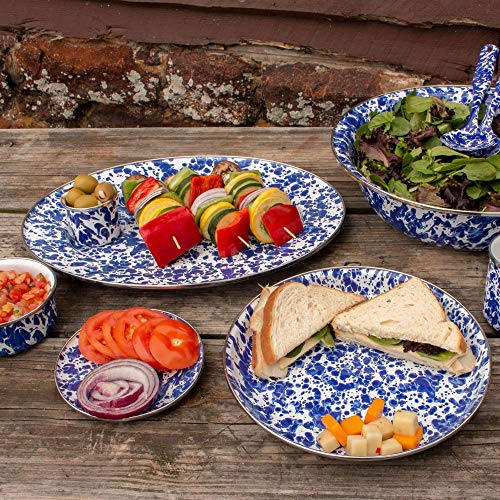 Elegant Cobalt Blue Swirl Oval Serving Platter - Perfect for Dinner Parties, Cheese Boards & Home Decor
