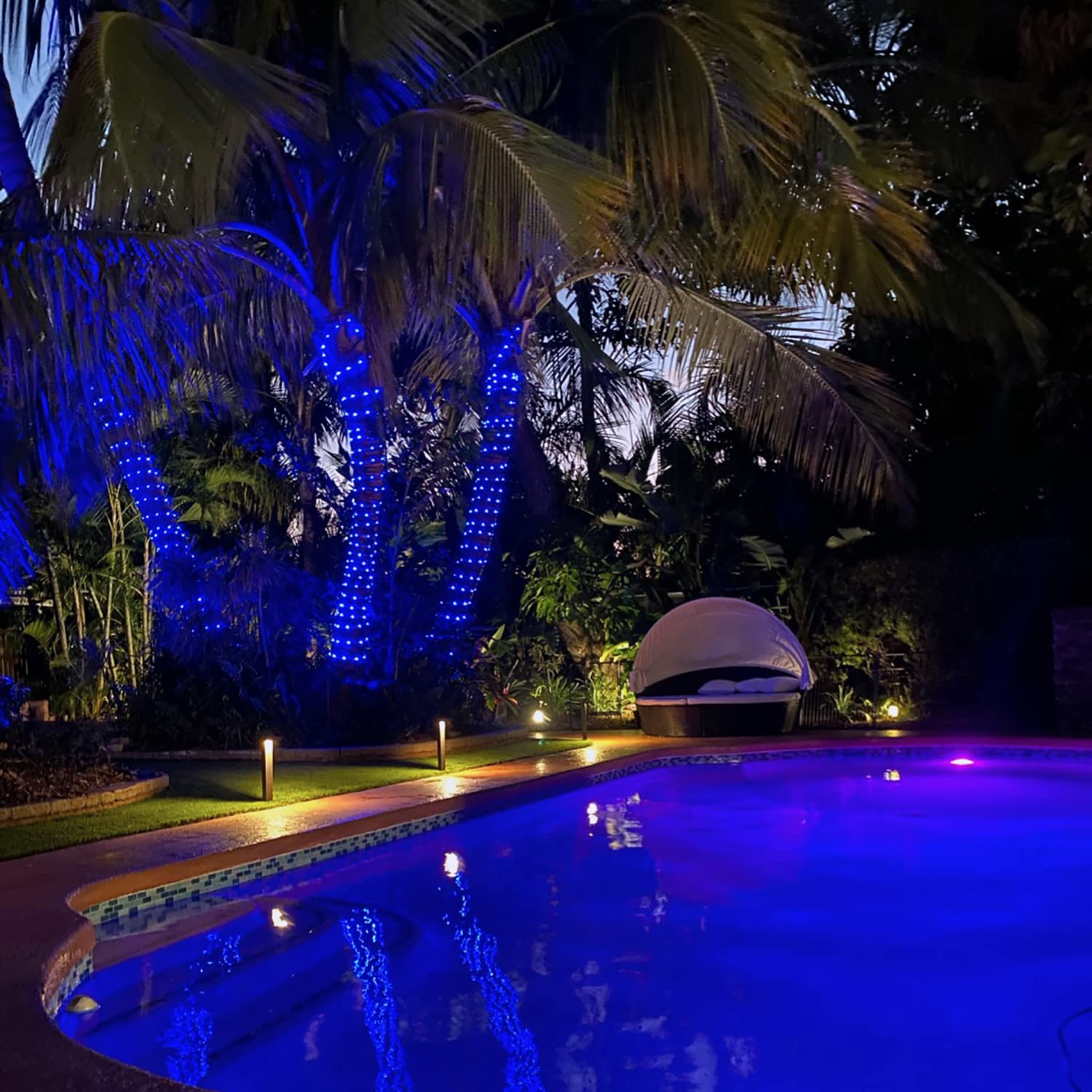 JMEXSUSS 120 LED Solar Rope Lights - 39.4ft Waterproof Outdoor Solar String Lights with 8 Lighting Modes for Garden, Fence, Patio, Pool, Deck - Perfect for Halloween, Christmas, Parties & Backyard Decor (Blue)