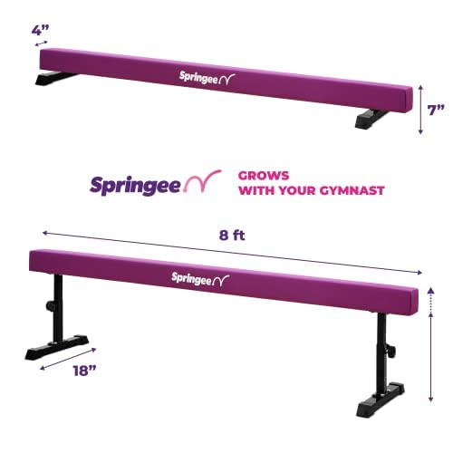 8 ft Adjustable Balance Beam for Gymnastics Training at Home - Solid Suede Professional Gymnastics Equipment with Dual Locking System for Stability & Safety - Perfect Gift for Boys & Girls - Ideal for Home Practice, Backyard Training & Gymnastics Studio Use