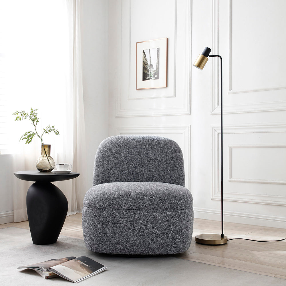 LEXTER Swivel Lounge Chair - Dark Grey Modern Recliner for Living Room, Office & Relaxation - 360 Degree Rotation Comfortable Seat