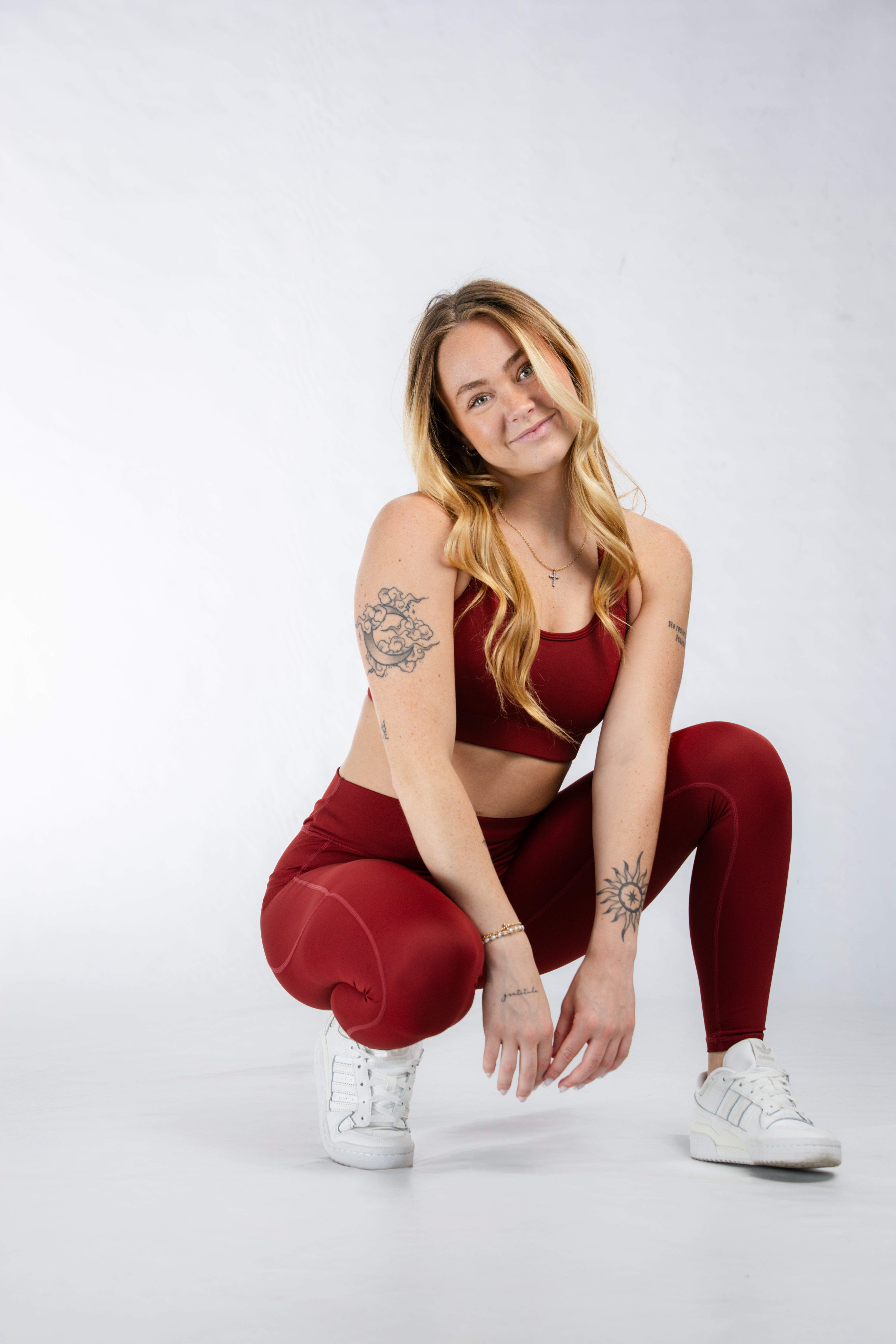 Empowered High-Waisted Yoga Pants with Pockets - Merlot Wine Color | Perfect for Workouts, Running & Everyday Comfort