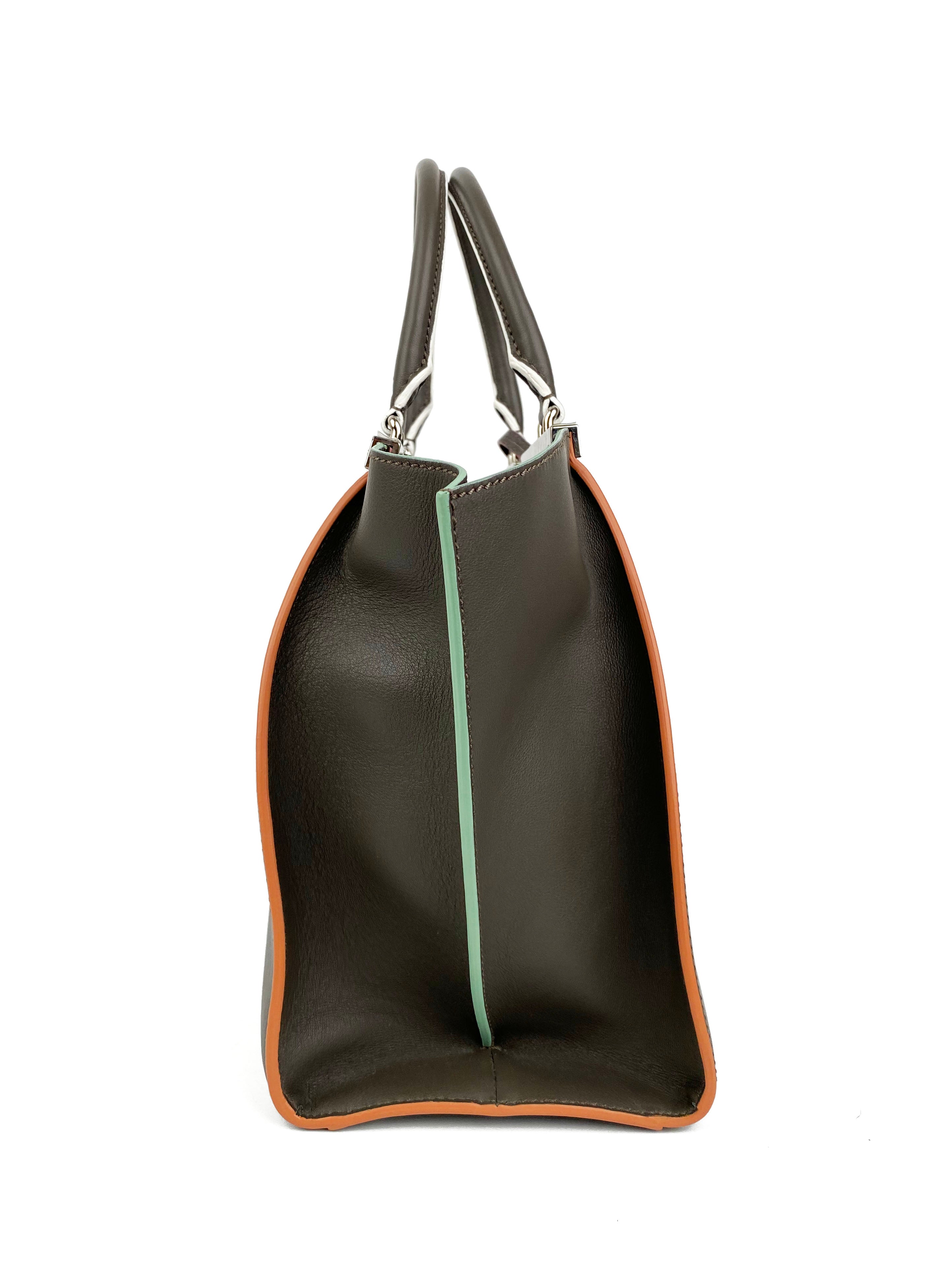 Fendi 2Jours Grey Leather Tote Bag for Women - Luxury Designer Handbag for Work, Travel & Everyday Use