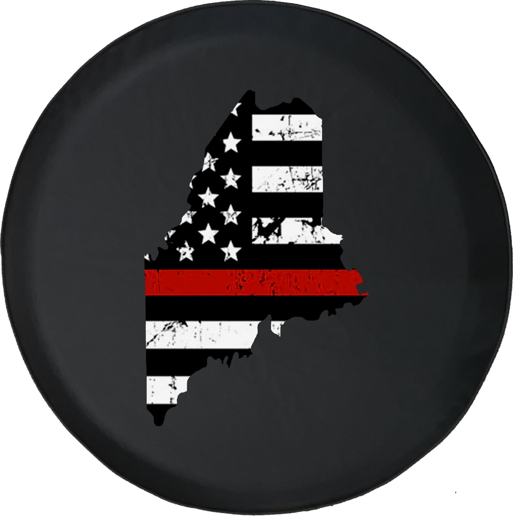 28 Inch Thin Red Line Distressed American Flag Spare Tire Cover for Trucks & SUVs - Durable Caps Supply Tire Protector for Off-Road & Camping Adventures