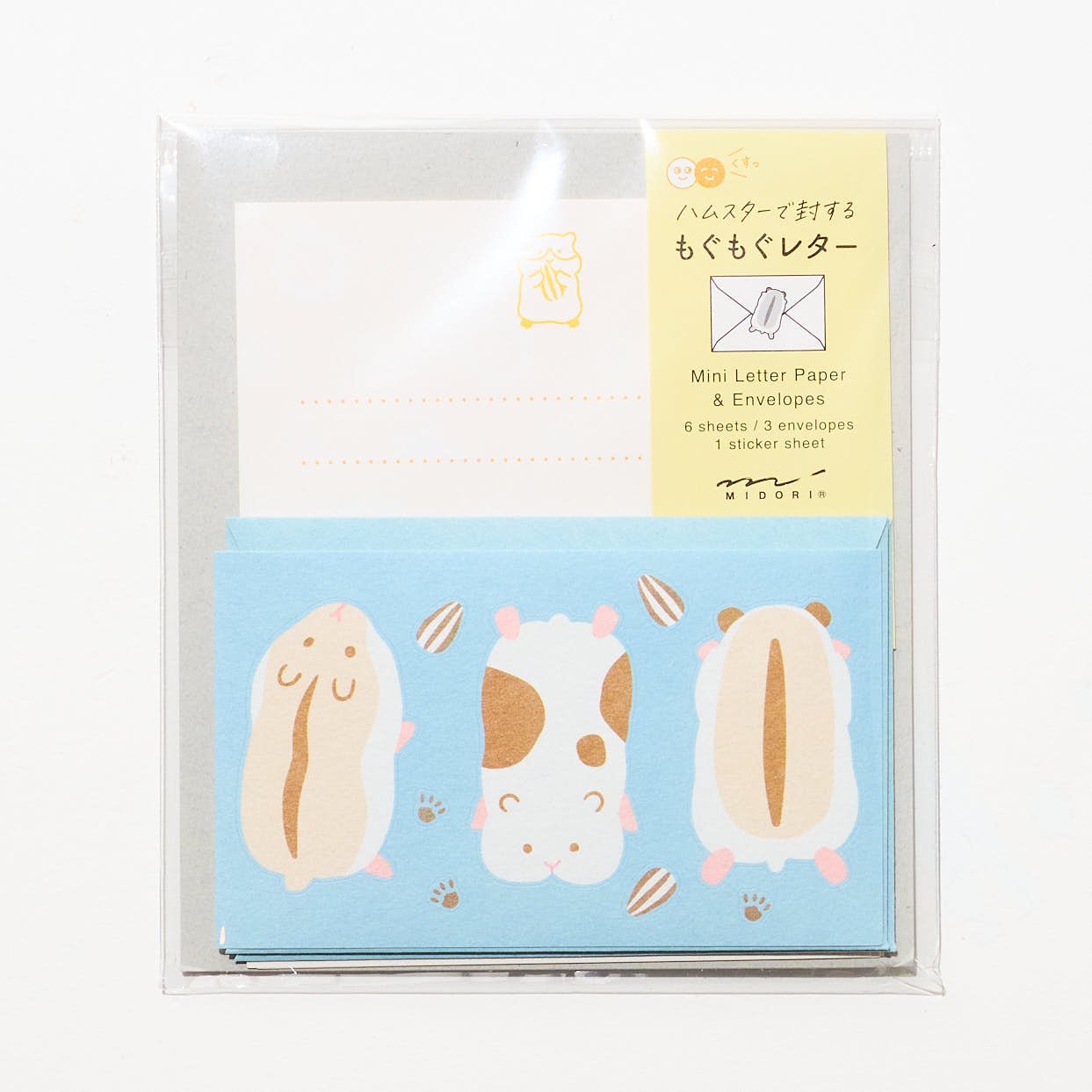 Midori DESIGNPHIL Mogu Mogu Animal Mini Letter Set - Cute Japanese Stationery for Kids, Notes & Gift Wrapping - Perfect for School, Office & DIY Crafts