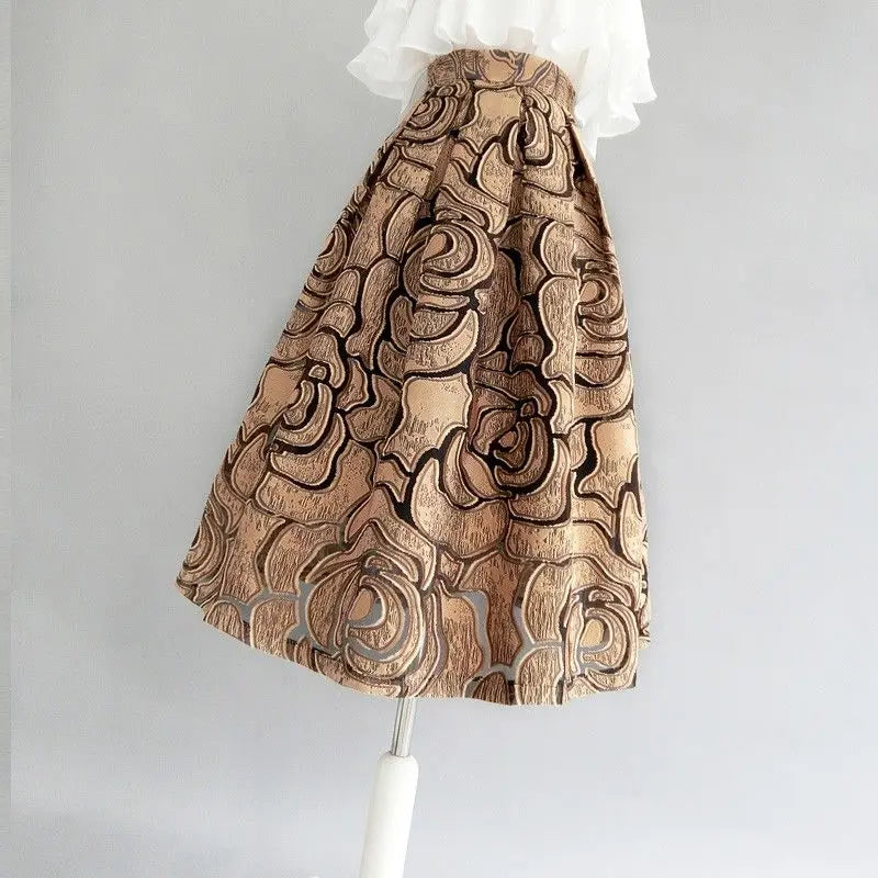 Vintage High Waist Skirt for Women - Loose Gauze Folded Office Skirt with Zipper Design | Summer Fashion & Casual Work Wear