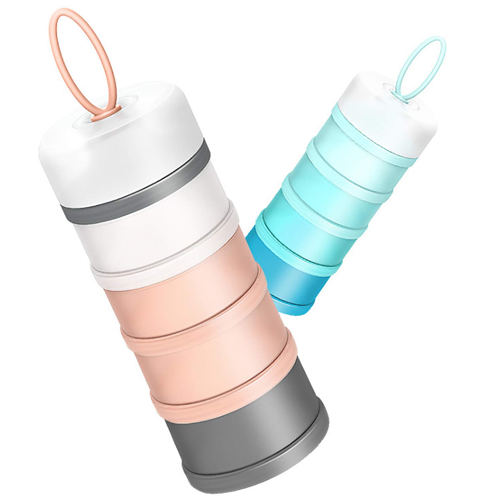 2-Pack Portable 4-Layer Baby Formula Dispenser & Food Storage Container - Perfect for Travel, Outdoor Activities, and Organizing Powdered Milk, Cereal, Snacks, and Dry Fruits