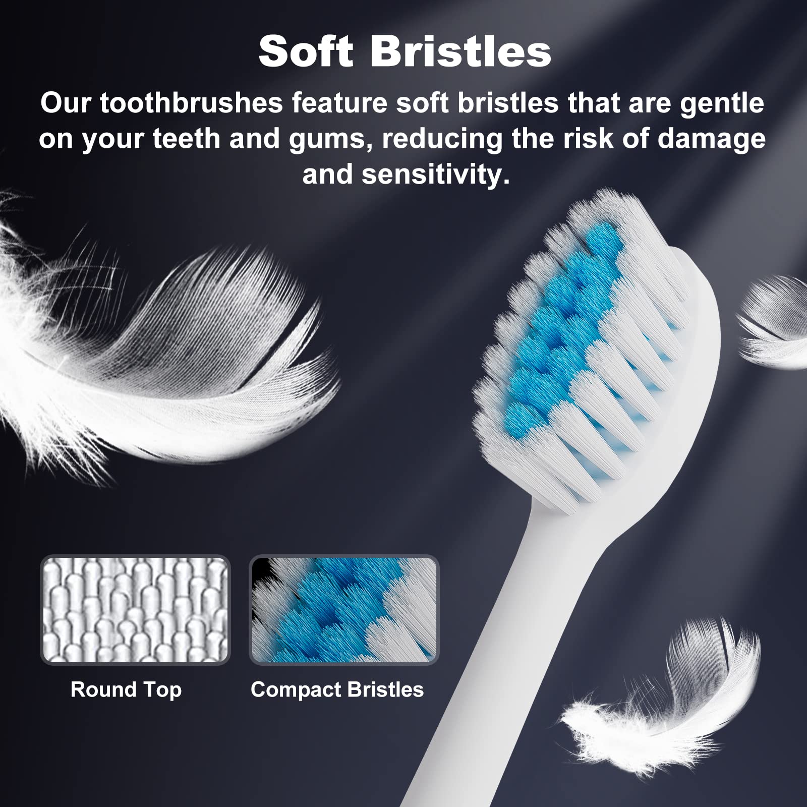 Premium Electric Toothbrush 2 Pack for Adults - 10 Replacement Brush Heads, 2 Holders, 6 Cleaning Modes & Smart Timer - 2 Hour Fast Charge Lasts 60 Days (Black & White) - Perfect for Travel, Home & Family Oral Care