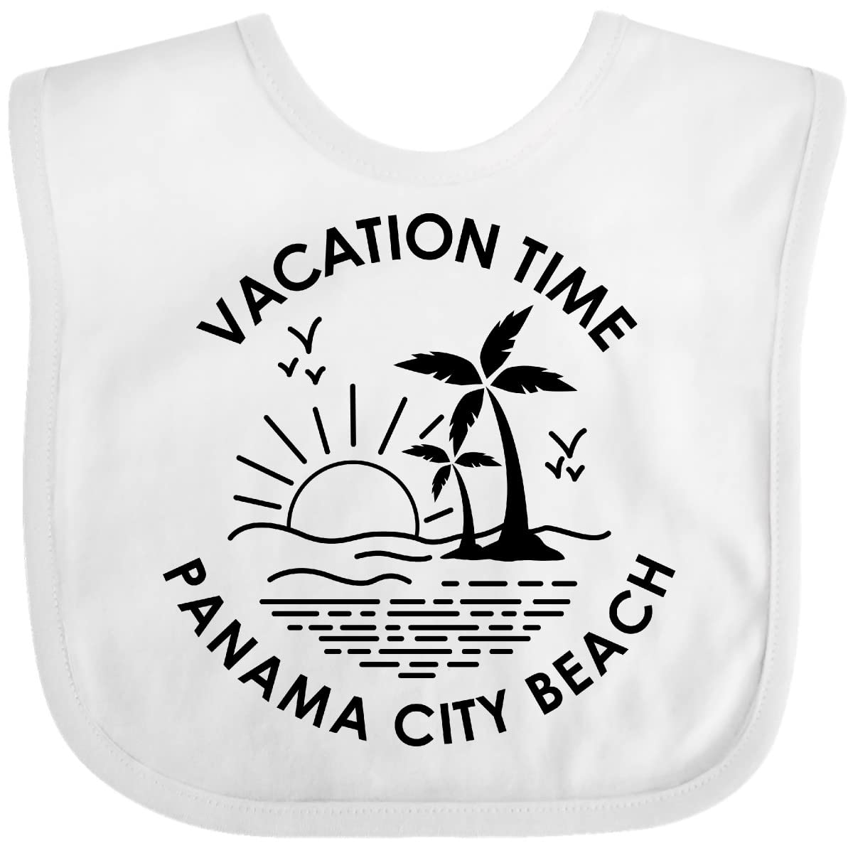 Inktastic Vacation Time in Panama City Beach Baby Bib - Soft Cotton Drool Bib for Infants & Toddlers - Perfect for Beach Trips, Travel, and Everyday Use