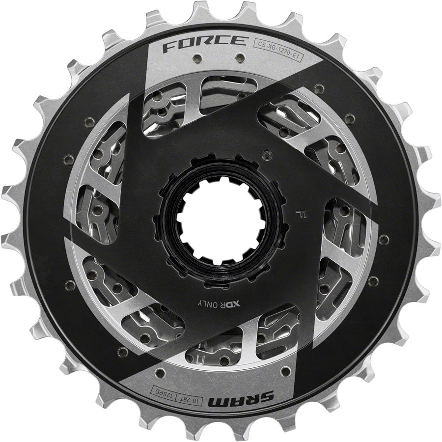 SRAM Force XG 1270 12-Speed Cassette - 10-28T Silver XDR Driver Body | Compatible with Road & Gravel Bikes | Perfect for High-Performance Cycling and Racing