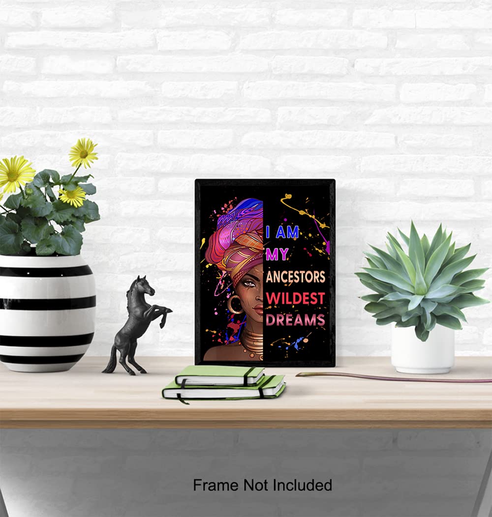 Black Art Wall Decor - Afro American Inspirational Quotes Poster for Bedroom & Office