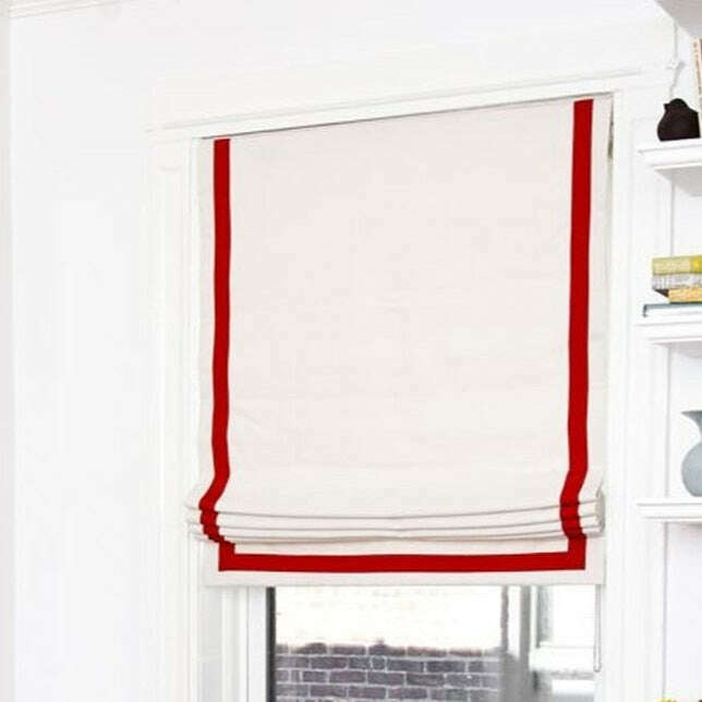 Napa Roman Blinds - White with Red Stripe Window Shades | Blackout & Light Filtering for Living Room & Bedroom