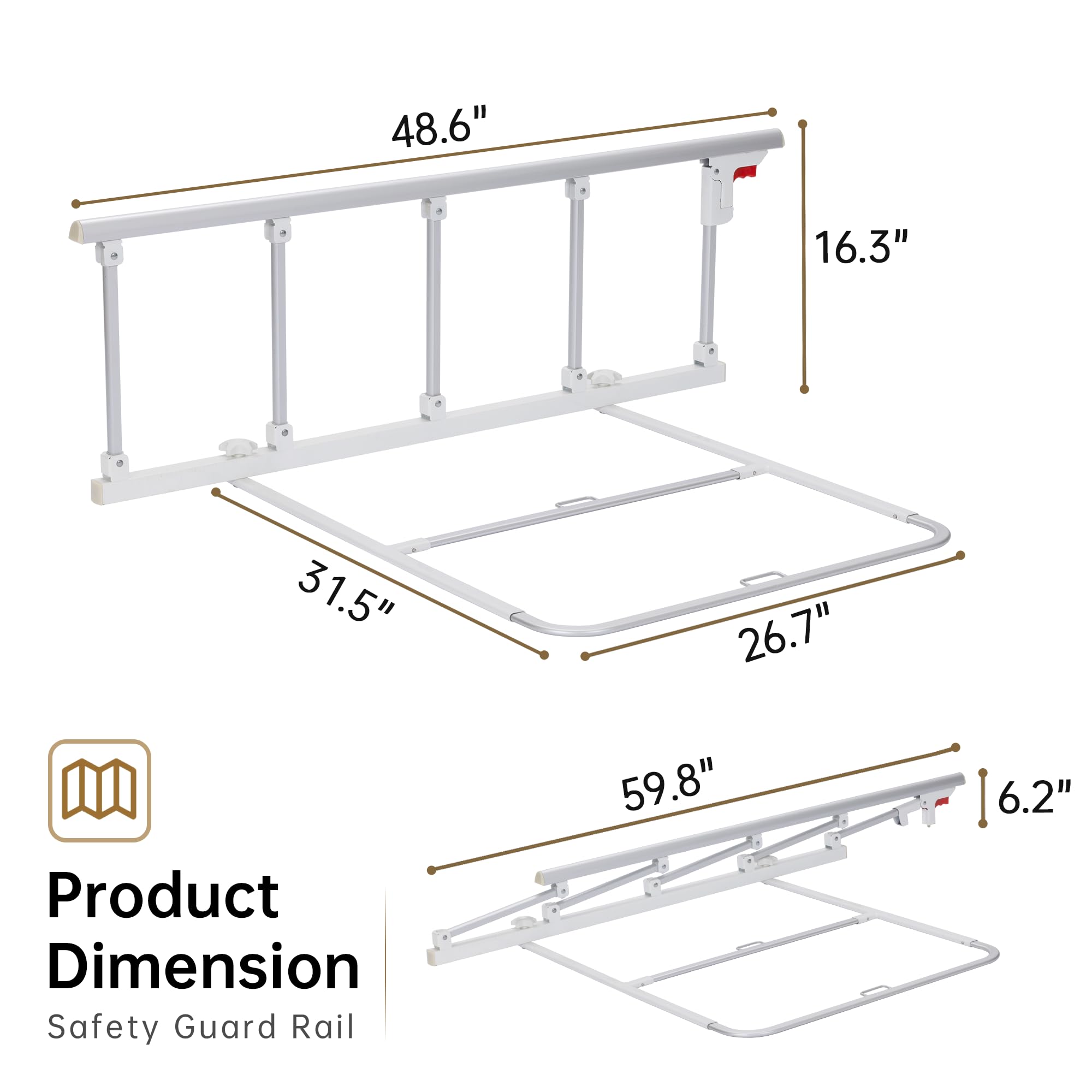 ELENKER Adjustable Bed Rails for Elderly Adults - 48.6