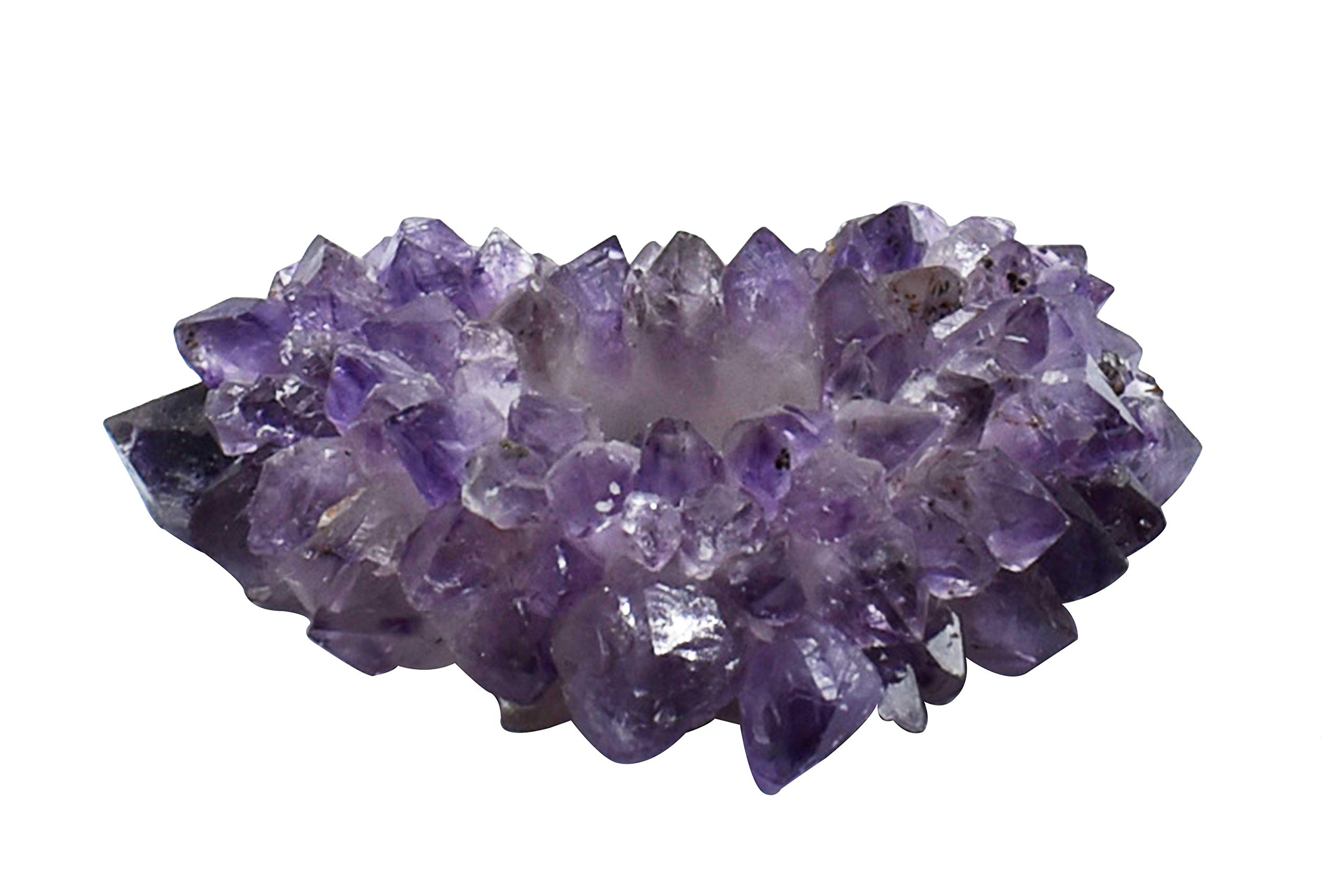 Amethyst Gemstone Tealight Candle Holder - Natural Crystal Votive Candle Stand for Home Decor, Meditation & Gifts - Heart Shaped Stress Reliever with Calming Energy - Perfect for Living Room, Bedroom, Yoga Space & Spiritual Healing