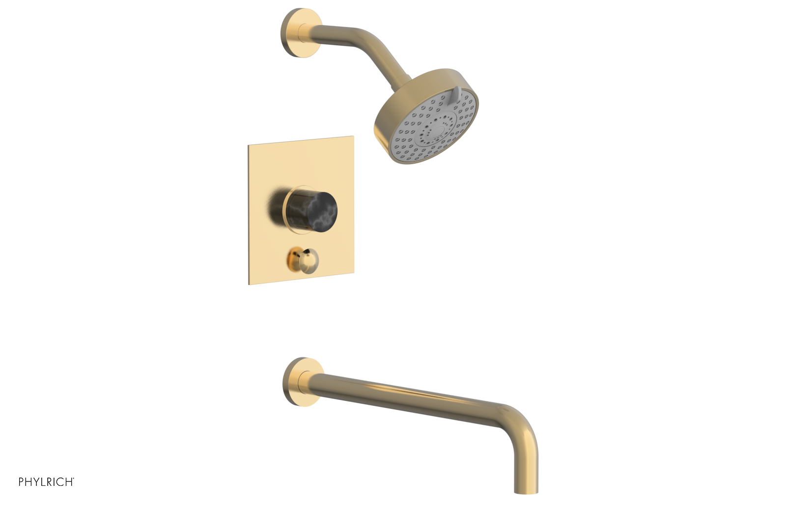 BASIC II 14 Pressure Balance Tub and Shower Set in Black Marble - 230S 28 14 Model | Perfect for Modern Bathroom Renovations & Spa-Like Shower Experiences