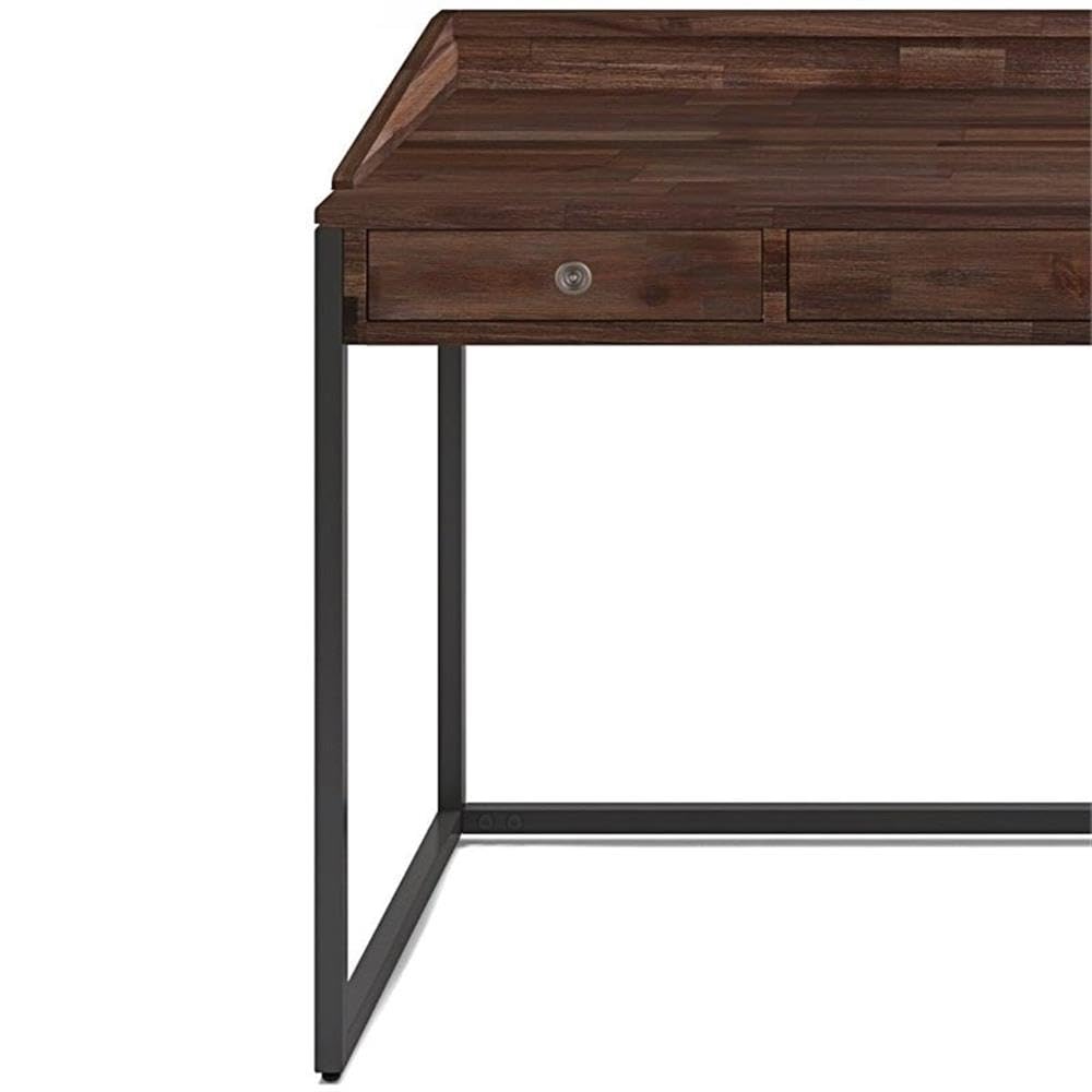 60 Inch Solid Wood Computer Desk - Industrial Rustic Home Office Desk for Small Spaces, Modern Study Table for Bedroom, Distressed Brown Writing Work Desk | Perfect for Remote Work, Online Classes & Home Office Setup