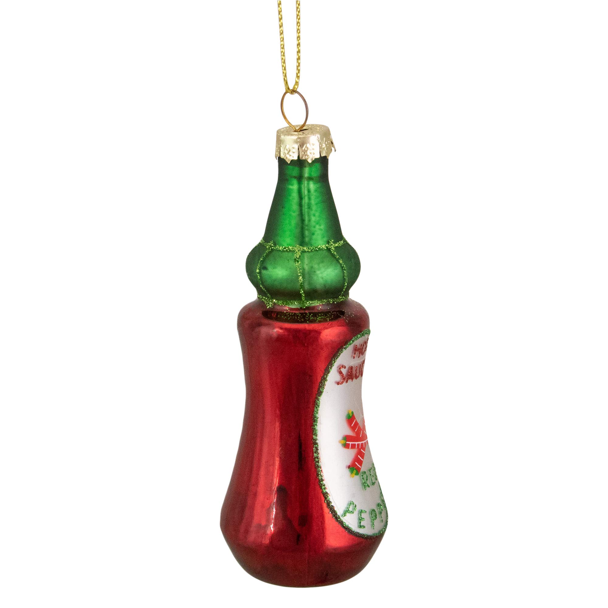 Northlight 4-Inch Red & Green Hot Sauce Bottle Glass Christmas Ornament - Festive Holiday Tree Decoration for Home, Office & Gift Giving