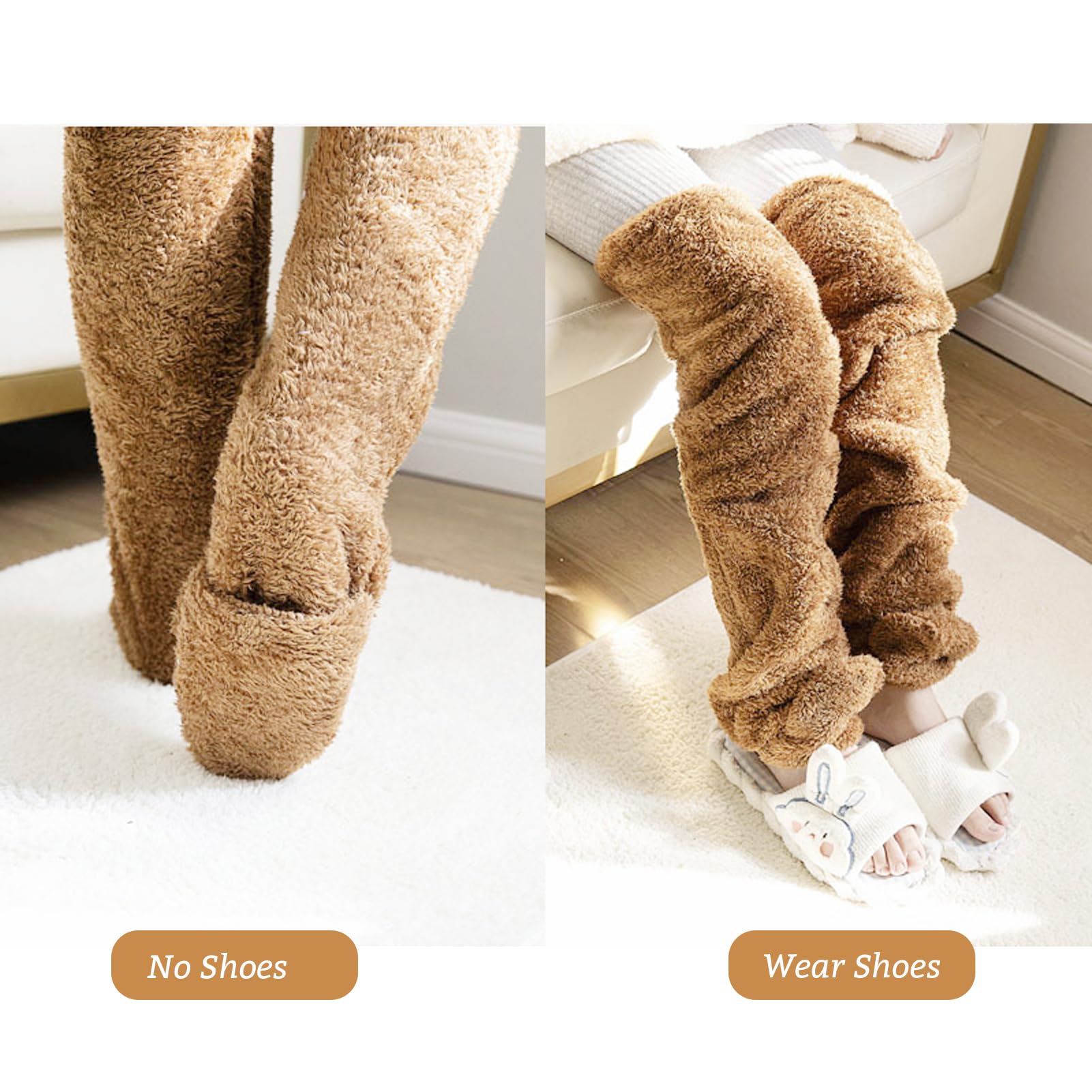 Snuggs Plush Long Socks for Women - Ultra Soft Over Knee High Fuzzy Slipper Stockings | Warm Thick Winter Home Socks for Lounge, Sleep & Cold Weather Comfort