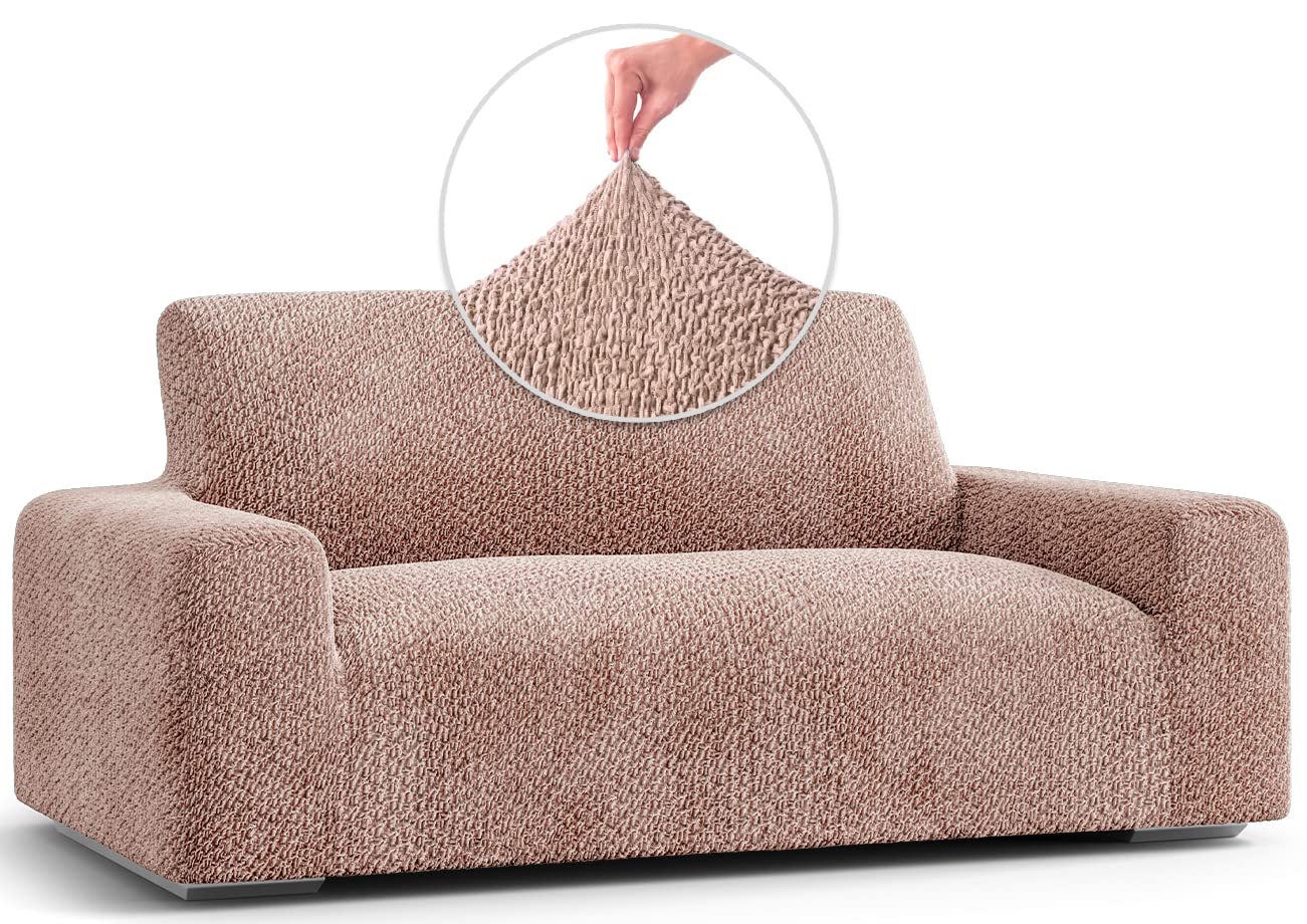 PAULATO BY GA.I.CO. Stretch Loveseat Slipcover - Soft Polyester Fabric Sofa Cover with Velvet Finish - 1-Piece Washable Couch Protector in Bronze | Perfect for Living Room, Apartment & Home Decor