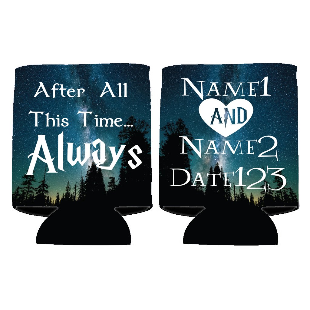 VictoryStore Custom Wedding Can Coolers - Set of 150 Insulated Beverage Coolers with 'After All This Time. Always' Design - Perfect for Wedding Favors, Bridal Showers, and Anniversary Celebrations
