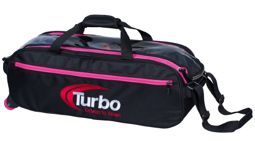 Turbo Pursuit Slim Triple Tote Bowling Bag for Women - Pink and Black Stylish Design - Perfect for Bowling League, Gym, Travel & Everyday Use
