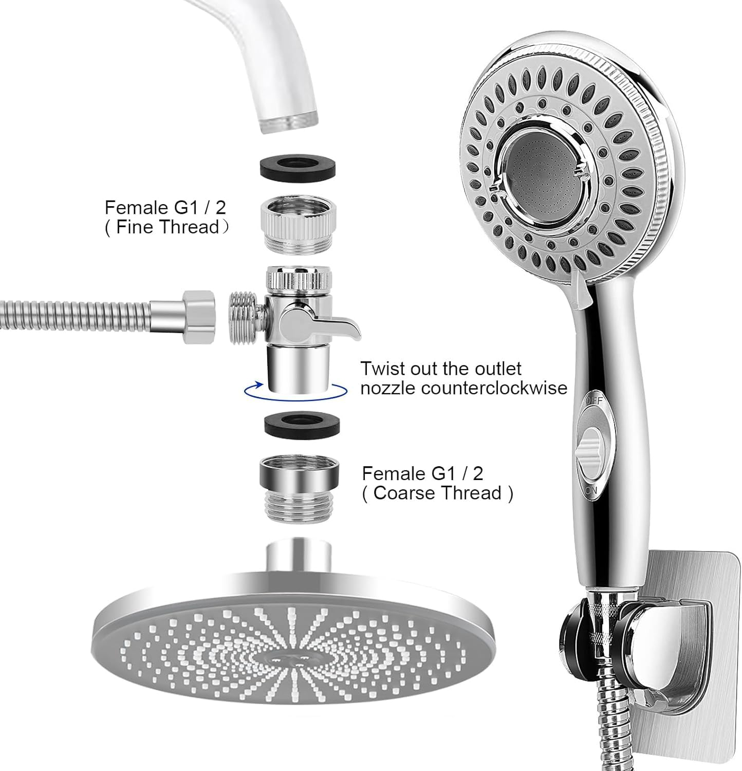 Premium Shower Head Sink Faucet Attachment - 7 Adapter Kit with 79