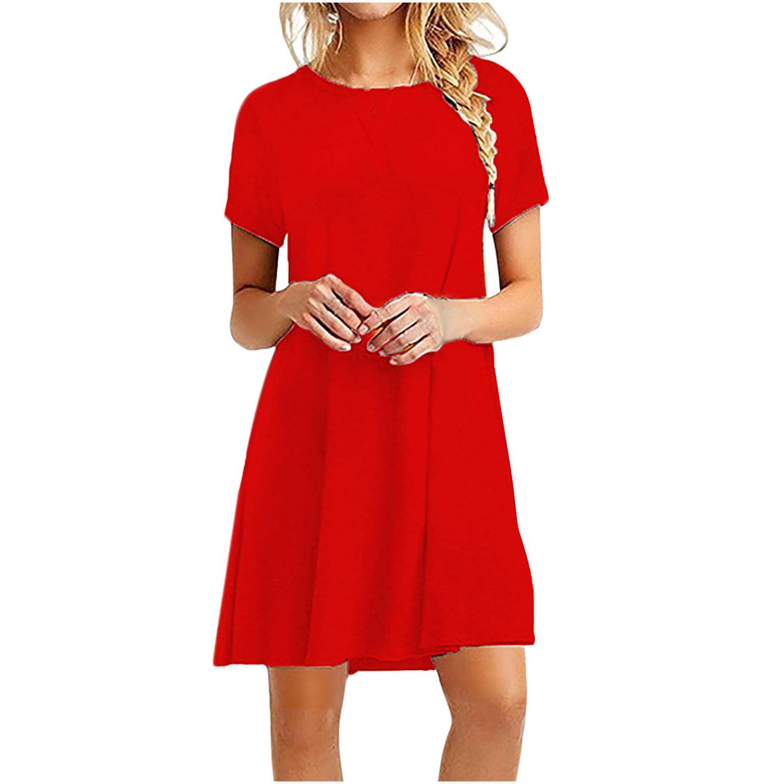 Women's Floral Print Round Neck Short Sleeve Midi Pencil Dress - Trendy Casual Tunic for Work, Date Night & Summer Outfits