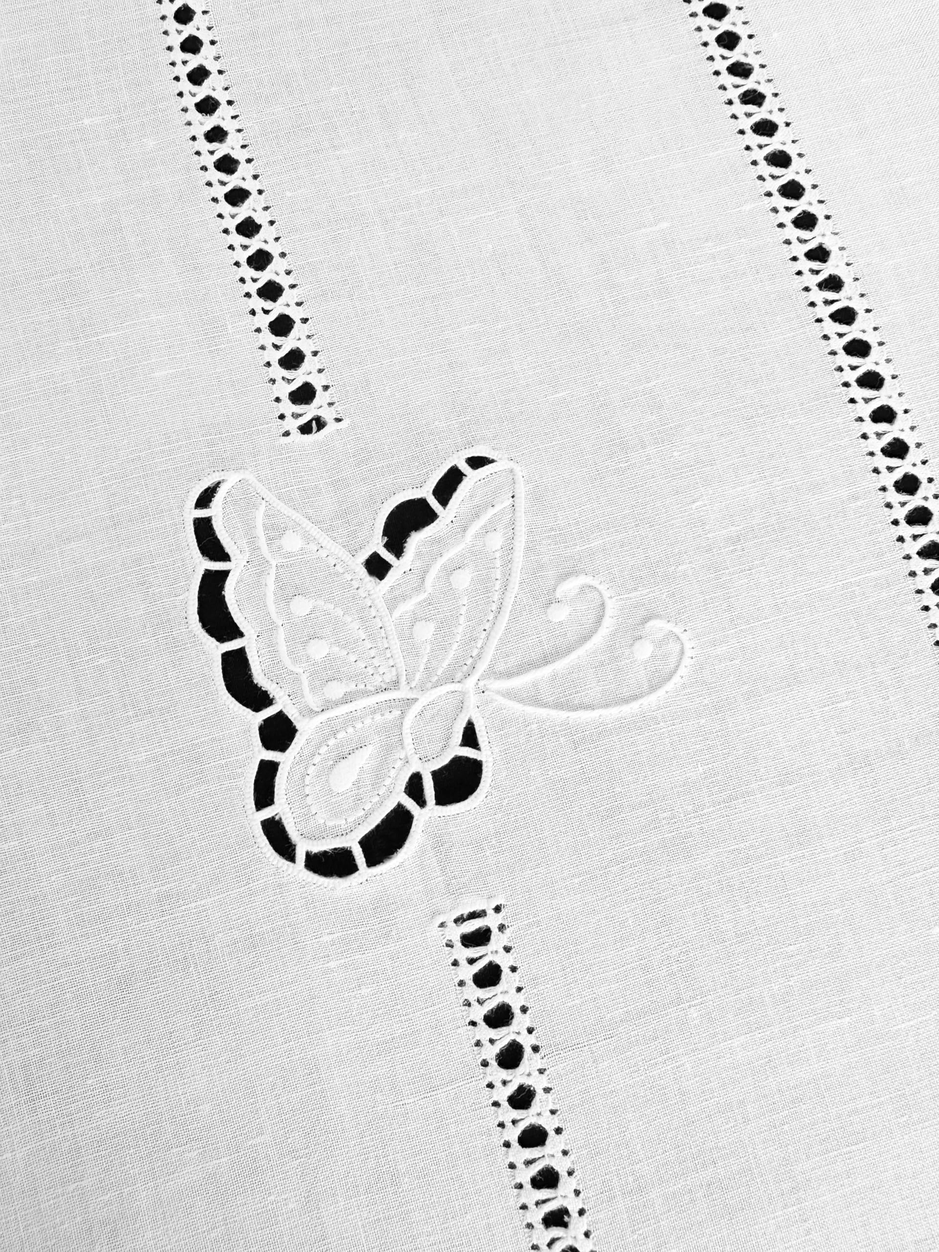 Handmade Embroidered Butterfly Linen Blend Curtain Pair - Italian Crafted, Multiple Sizes - Perfect for Living Room & Bedroom Window Decor