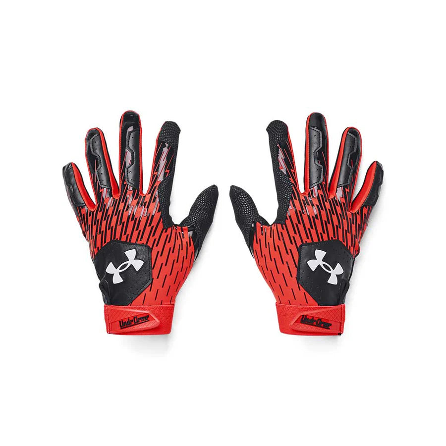 UA Clean Up Adult Batting Glove - Black/Red (Model 1378764-003) | Baseball & Softball Training Gloves for Hitting Practice & Games