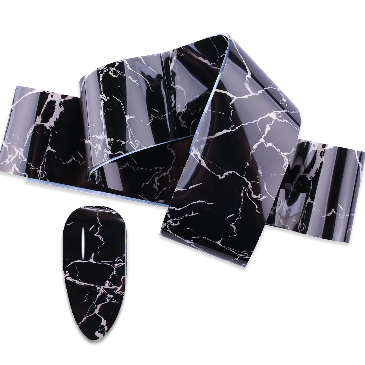 WOKOTO 10 Rolls Marble Nail Foils Kit - Self-Adhesive Nail Art Stickers for Women, Salon & Home Manicure | Water Transfer Decals for Gel Polish, Acrylic Nails & DIY Nail Designs