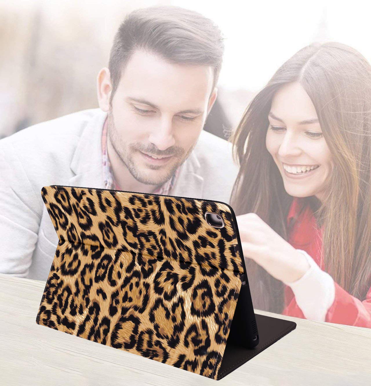 Premium Protective Case for iPad 9.7 (2017/2018), iPad Air 1/2, iPad 5th/6th Gen - Soft Rubber Back Cover with Auto Wake/Sleep & Adjustable Leather Stand (Leopard Print) - Perfect for Work, Travel, and Home Use