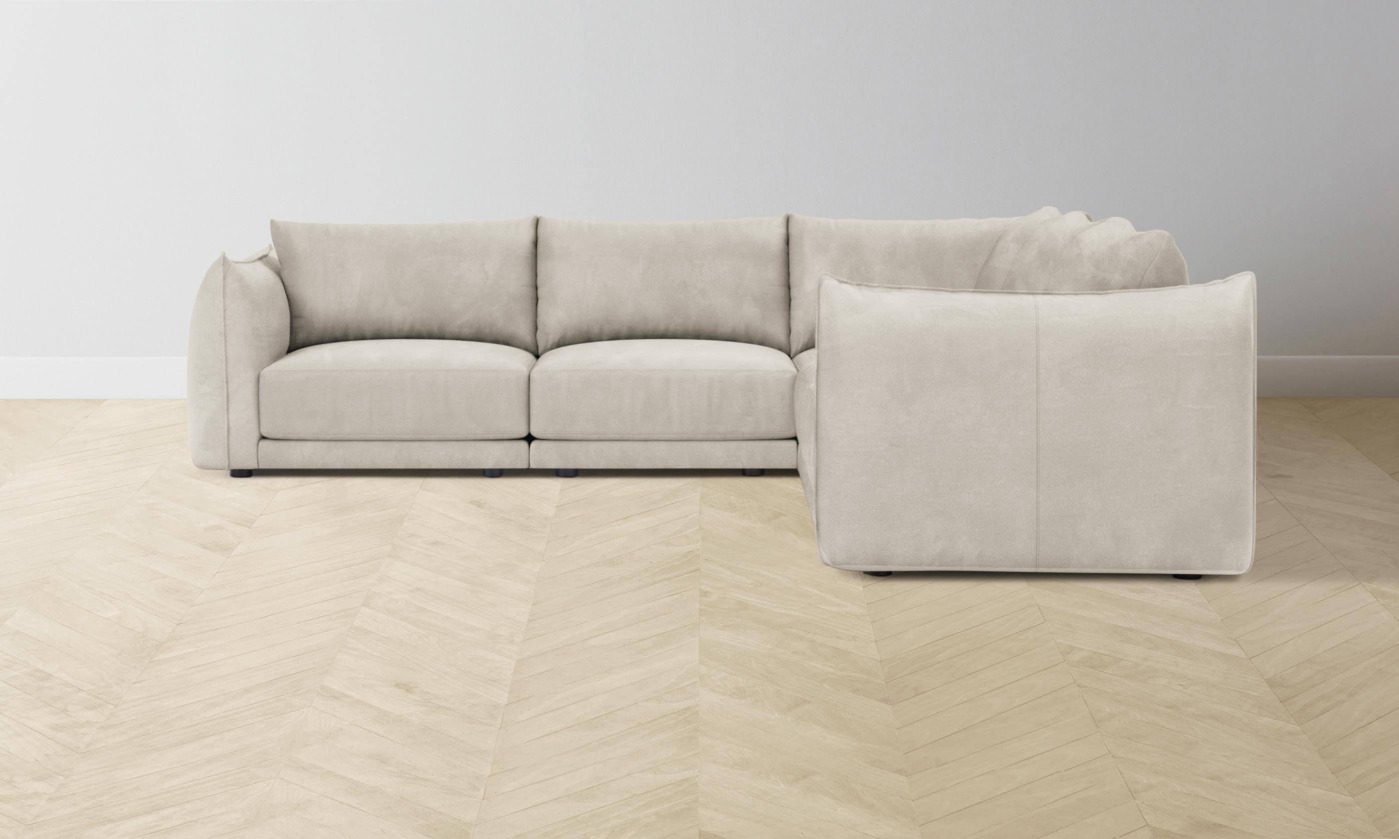 Premium Jones Modular Sectional Sofa - Genuine Nubuck Leather in Sail Color - Perfect for Living Room, Lounge & Home Theater Seating