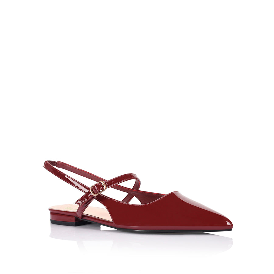 Hiatus Sling Back Flats - Wine Patent Leather Comfortable Women's Shoes for Work, Date Night & Casual Outfits