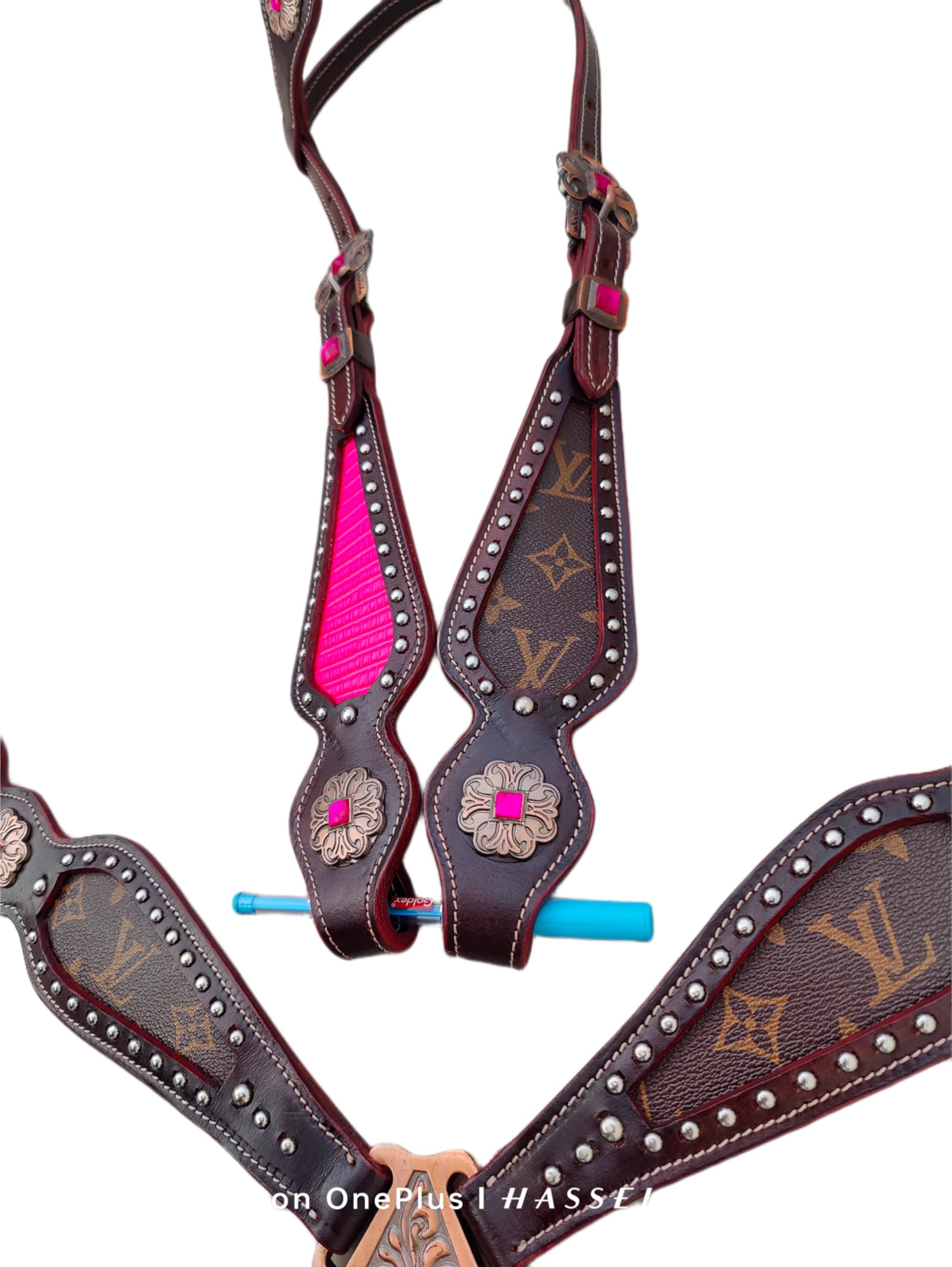 Pink and Brown Western Horse Tack Set - Complete Bridle, Saddle & Reins for Trail Riding & Rodeo Events